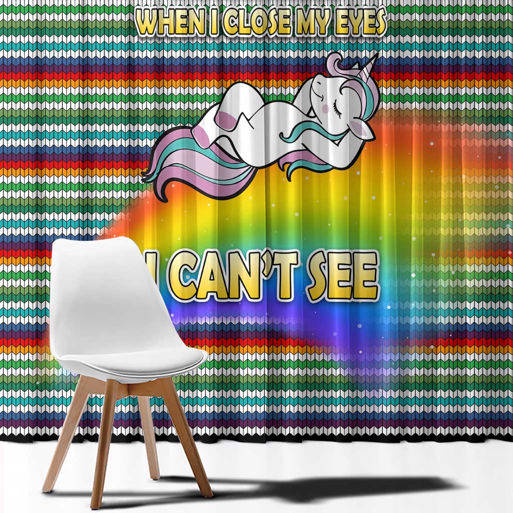 Funny Unicorn Sometimes When I Close My Eyes Christmas Window Curtain Xmas Holiday Patterns - Wonder Print Shop