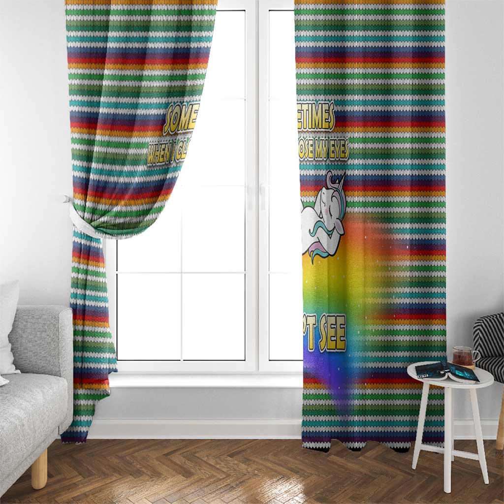 Funny Unicorn Sometimes When I Close My Eyes Christmas Window Curtain Xmas Holiday Patterns - Wonder Print Shop