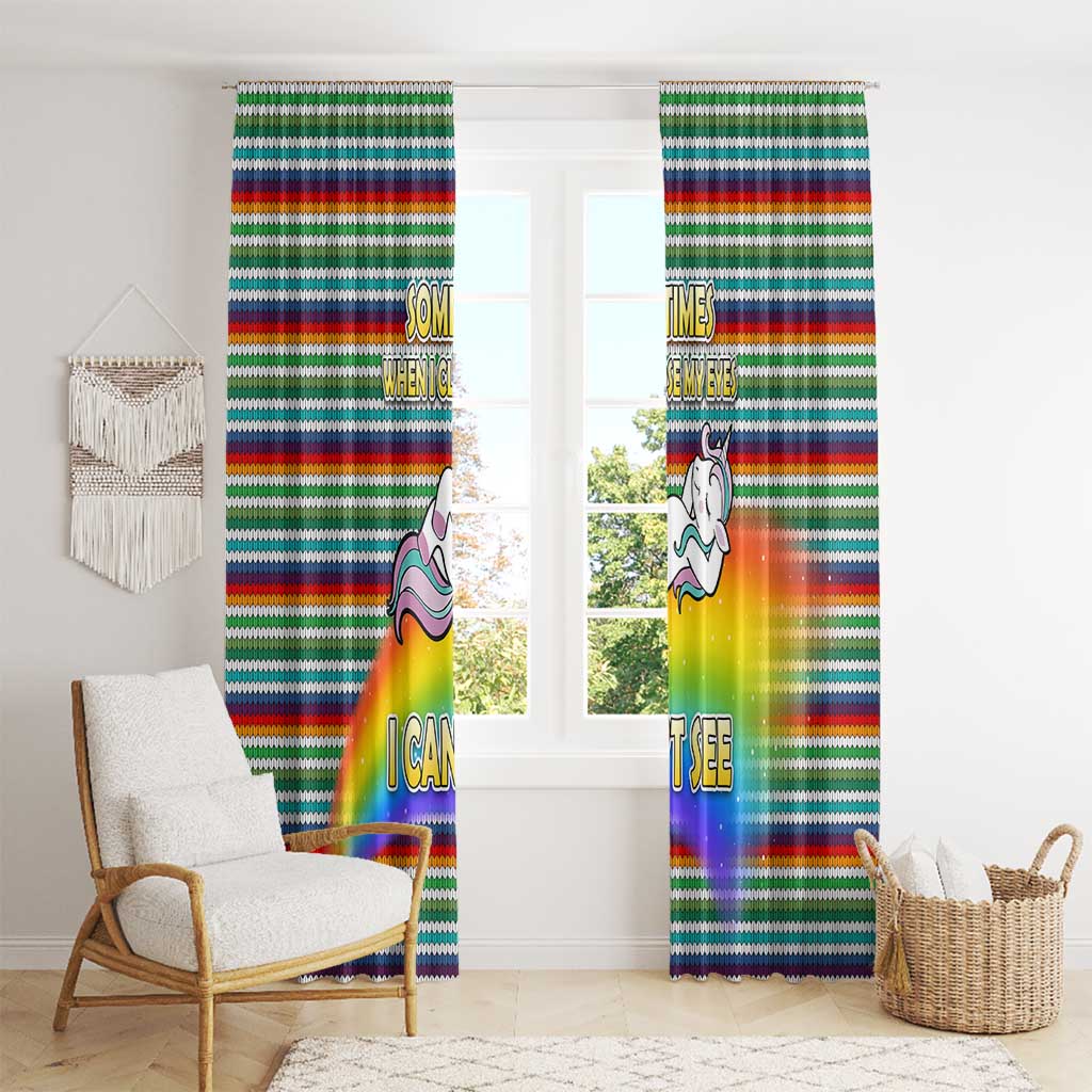 Funny Unicorn Sometimes When I Close My Eyes Christmas Window Curtain Xmas Holiday Patterns - Wonder Print Shop