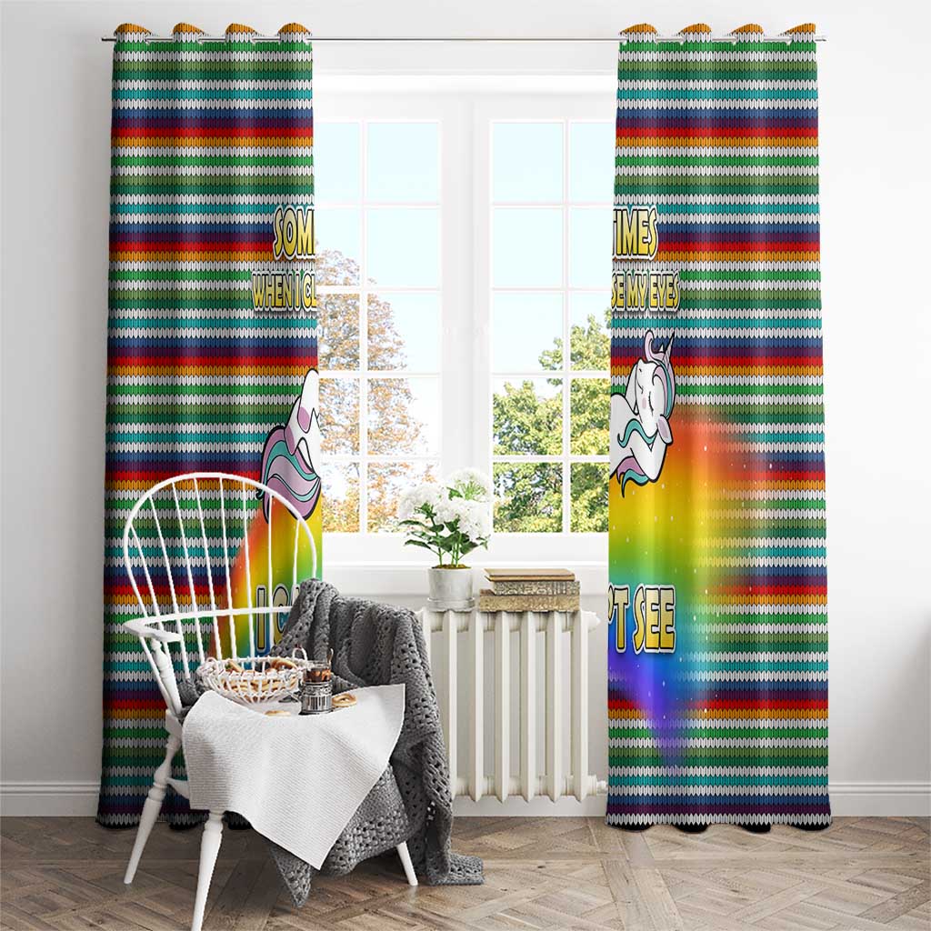 Funny Unicorn Sometimes When I Close My Eyes Christmas Window Curtain Xmas Holiday Patterns - Wonder Print Shop