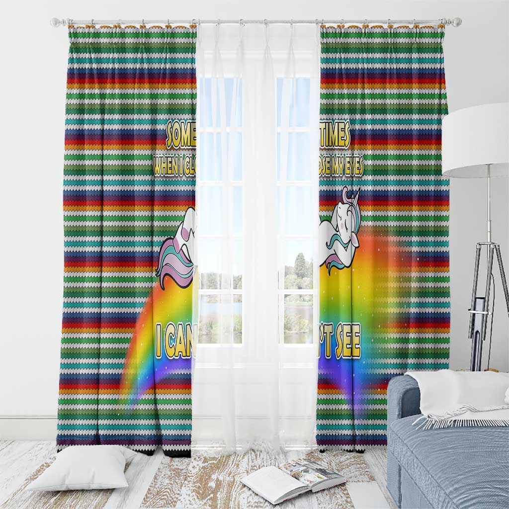 Funny Unicorn Sometimes When I Close My Eyes Christmas Window Curtain Xmas Holiday Patterns - Wonder Print Shop