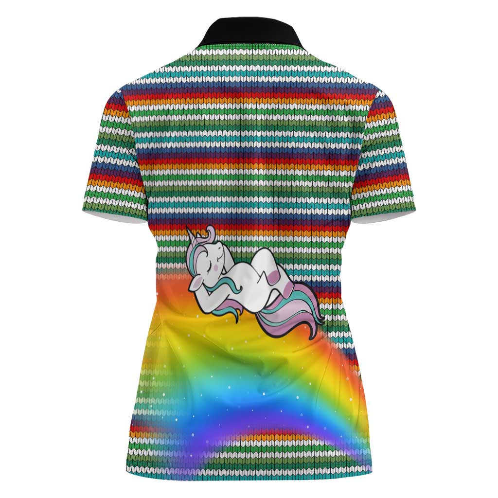 Funny Unicorn Sometimes When I Close My Eyes Christmas Women Polo Shirt Xmas Holiday Patterns - Wonder Print Shop