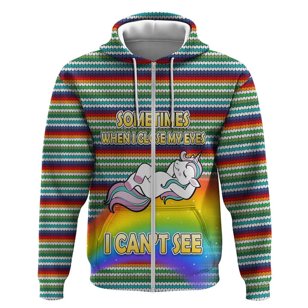 Funny Unicorn Sometimes When I Close My Eyes Christmas Zip Hoodie Xmas Holiday Patterns - Wonder Print Shop