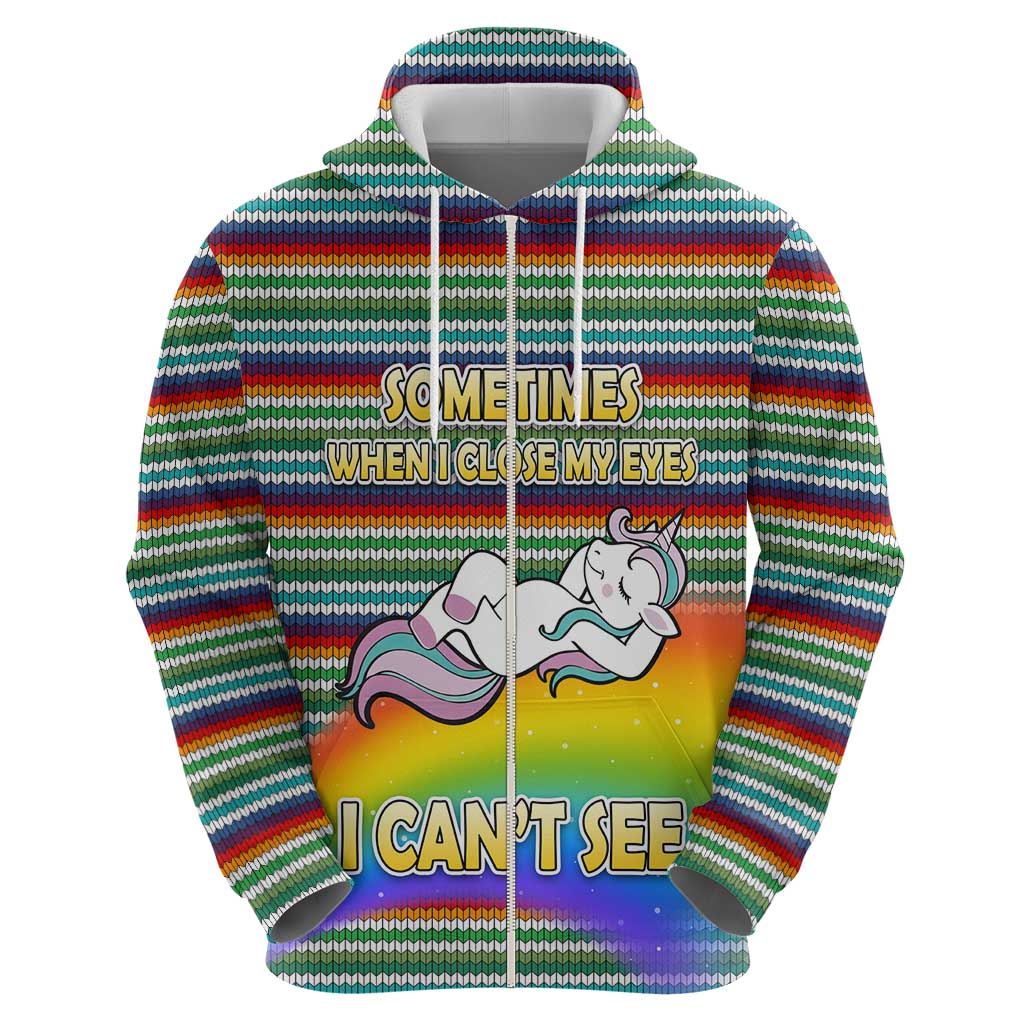 Funny Unicorn Sometimes When I Close My Eyes Christmas Zip Hoodie Xmas Holiday Patterns - Wonder Print Shop
