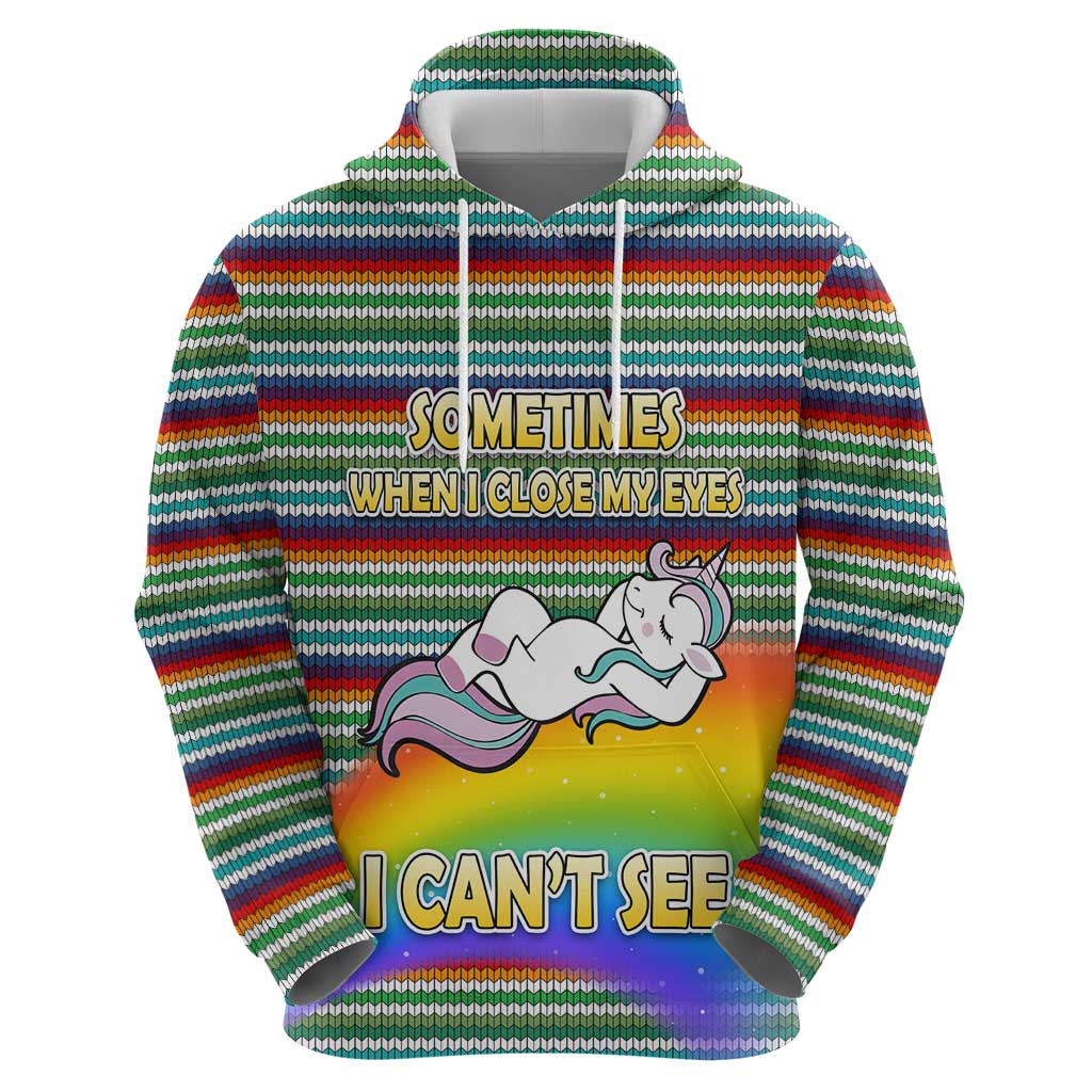 Funny Unicorn Sometimes When I Close My Eyes Christmas Zip Hoodie Xmas Holiday Patterns - Wonder Print Shop