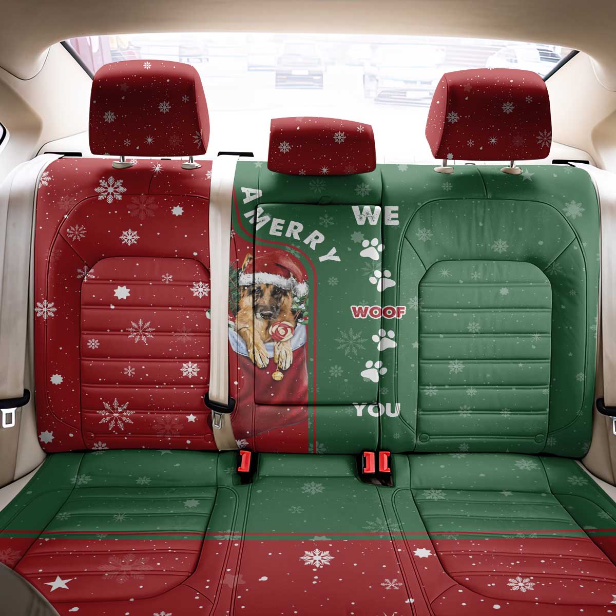 German Shepherd Merry Christmas Christmas Back Car Seat Cover Xmas Holiday Patterns - Wonder Print Shop