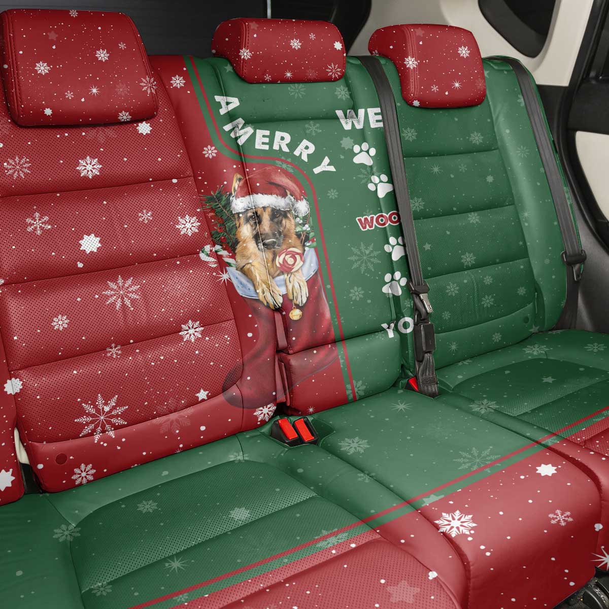German Shepherd Merry Christmas Christmas Back Car Seat Cover Xmas Holiday Patterns - Wonder Print Shop