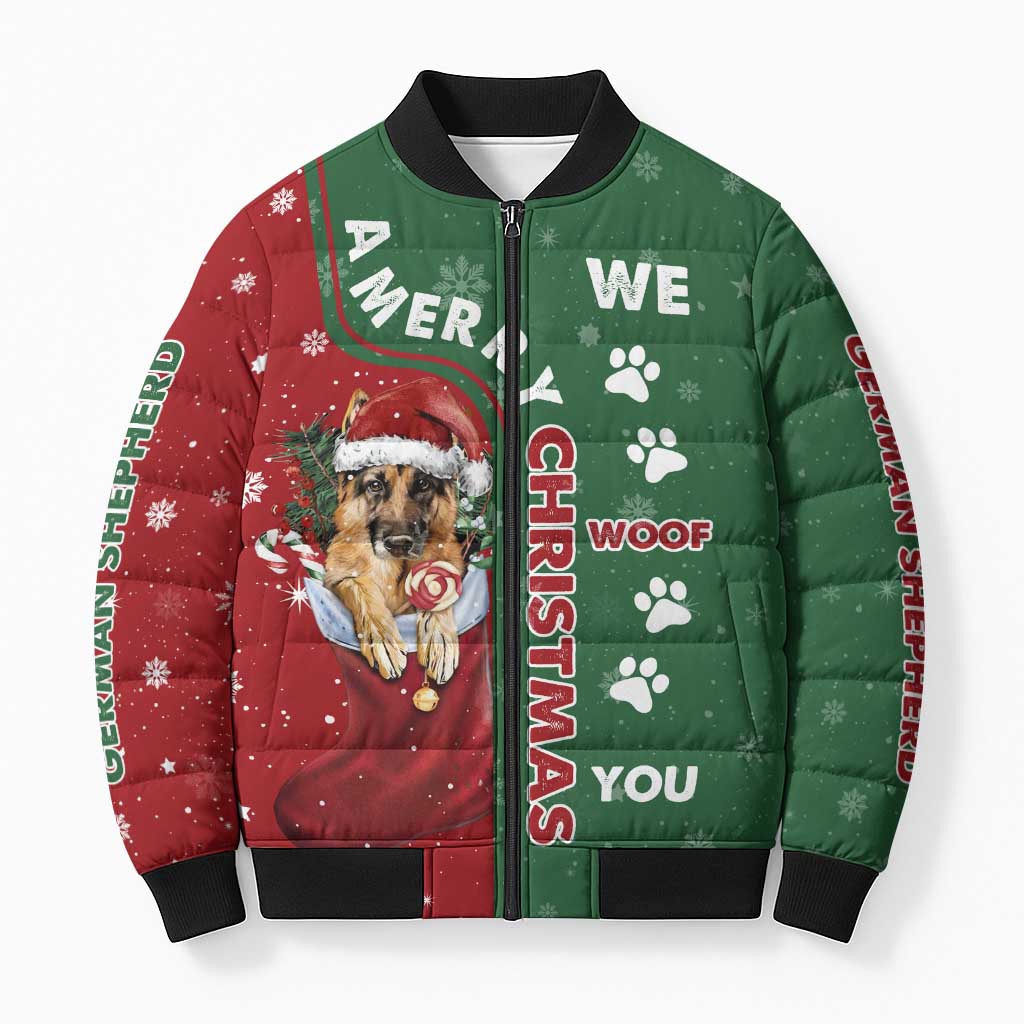 German Shepherd Merry Christmas Christmas Bomber Puffer Jacket Xmas Holiday Patterns - Wonder Print Shop