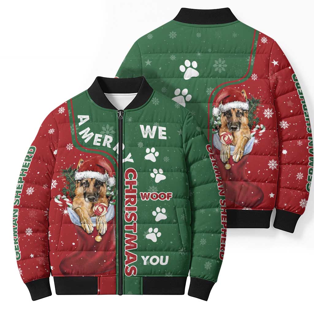 German Shepherd Merry Christmas Christmas Bomber Puffer Jacket Xmas Holiday Patterns - Wonder Print Shop