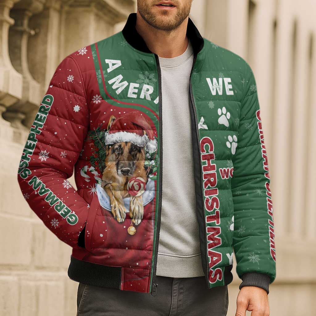 German Shepherd Merry Christmas Christmas Bomber Puffer Jacket Xmas Holiday Patterns - Wonder Print Shop