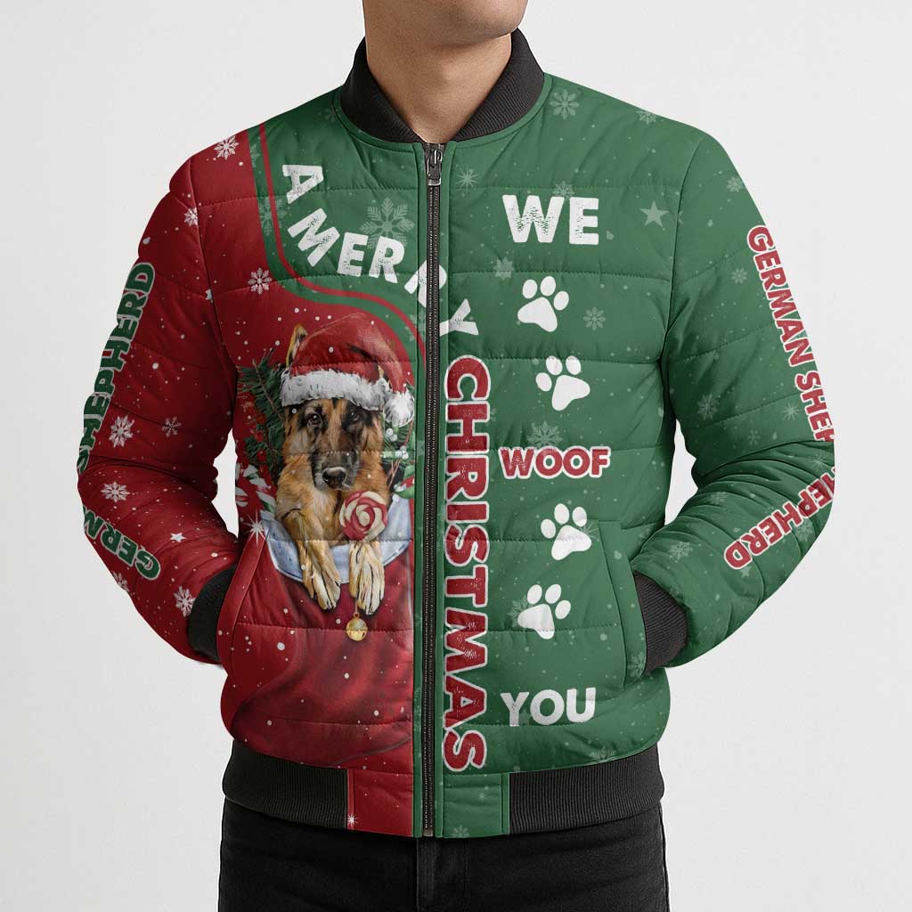 German Shepherd Merry Christmas Christmas Bomber Puffer Jacket Xmas Holiday Patterns - Wonder Print Shop
