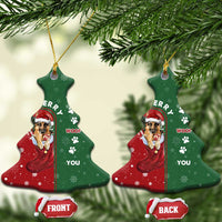 German Shepherd Merry Christmas Ceramic Ornament Xmas Holiday Patterns - Wonder Print Shop
