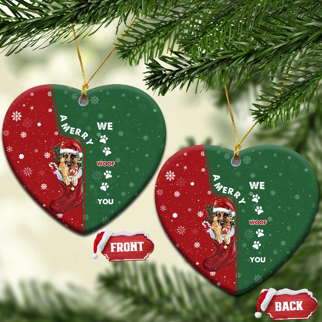German Shepherd Merry Christmas Ceramic Ornament Xmas Holiday Patterns - Wonder Print Shop