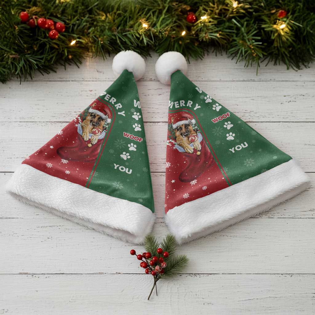 German Shepherd Merry Christmas Christmas Santa Hat Xmas Holiday Patterns - Wonder Print Shop