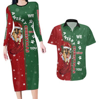 German Shepherd Merry Christmas Christmas Couples Matching Long Sleeve Bodycon Dress and Hawaiian Shirt Xmas Holiday Patterns - Wonder Print Shop