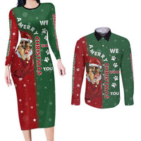 German Shepherd Merry Christmas Christmas Couples Matching Long Sleeve Bodycon Dress and Long Sleeve Button Shirt Xmas Holiday Patterns - Wonder Print Shop