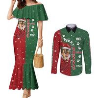 German Shepherd Merry Christmas Christmas Couples Matching Mermaid Dress and Long Sleeve Button Shirt Xmas Holiday Patterns - Wonder Print Shop