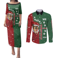 German Shepherd Merry Christmas Christmas Couples Matching Puletasi and Long Sleeve Button Shirt Xmas Holiday Patterns - Wonder Print Shop