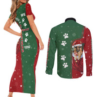 German Shepherd Merry Christmas Christmas Couples Matching Short Sleeve Bodycon Dress and Long Sleeve Button Shirt Xmas Holiday Patterns - Wonder Print Shop