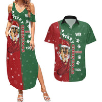 German Shepherd Merry Christmas Christmas Couples Matching Summer Maxi Dress and Hawaiian Shirt Xmas Holiday Patterns - Wonder Print Shop