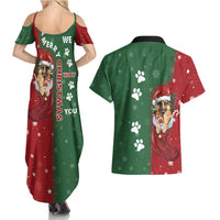 German Shepherd Merry Christmas Christmas Couples Matching Summer Maxi Dress and Hawaiian Shirt Xmas Holiday Patterns - Wonder Print Shop