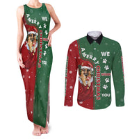 German Shepherd Merry Christmas Christmas Couples Matching Tank Maxi Dress and Long Sleeve Button Shirt Xmas Holiday Patterns - Wonder Print Shop