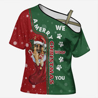 German Shepherd Merry Christmas Christmas Cross Shoulder Shirt Xmas Holiday Patterns - Wonder Print Shop