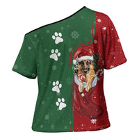 German Shepherd Merry Christmas Christmas Cross Shoulder Shirt Xmas Holiday Patterns - Wonder Print Shop