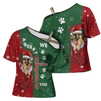 German Shepherd Merry Christmas Christmas Cross Shoulder Shirt Xmas Holiday Patterns - Wonder Print Shop