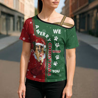 German Shepherd Merry Christmas Christmas Cross Shoulder Shirt Xmas Holiday Patterns - Wonder Print Shop