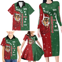 German Shepherd Merry Christmas Christmas Family Matching Long Sleeve Bodycon Dress and Hawaiian Shirt Xmas Holiday Patterns - Wonder Print Shop