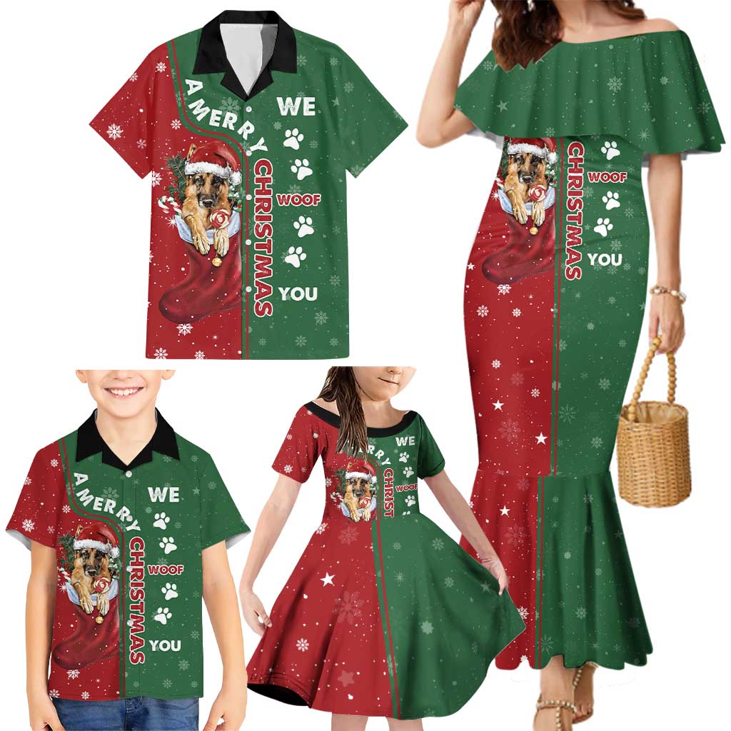 German Shepherd Merry Christmas Christmas Family Matching Mermaid Dress and Hawaiian Shirt Xmas Holiday Patterns - Wonder Print Shop