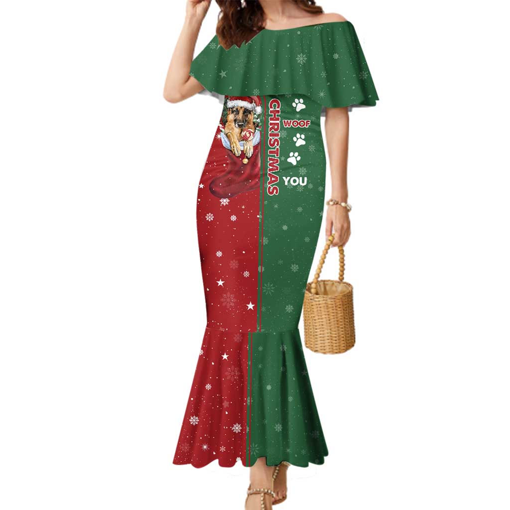 German Shepherd Merry Christmas Christmas Family Matching Mermaid Dress and Hawaiian Shirt Xmas Holiday Patterns - Wonder Print Shop