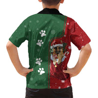 German Shepherd Merry Christmas Christmas Family Matching Off The Shoulder Long Sleeve Dress and Hawaiian Shirt Xmas Holiday Patterns - Wonder Print Shop