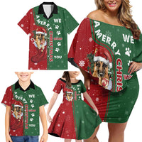 German Shepherd Merry Christmas Christmas Family Matching Off Shoulder Short Dress and Hawaiian Shirt Xmas Holiday Patterns - Wonder Print Shop