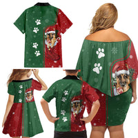 German Shepherd Merry Christmas Christmas Family Matching Off Shoulder Short Dress and Hawaiian Shirt Xmas Holiday Patterns - Wonder Print Shop
