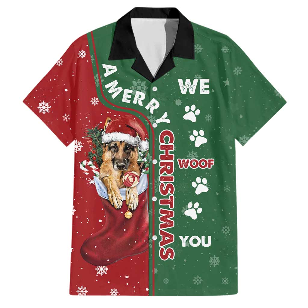 German Shepherd Merry Christmas Christmas Family Matching Off Shoulder Short Dress and Hawaiian Shirt Xmas Holiday Patterns - Wonder Print Shop