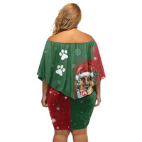 German Shepherd Merry Christmas Christmas Family Matching Off Shoulder Short Dress and Hawaiian Shirt Xmas Holiday Patterns - Wonder Print Shop