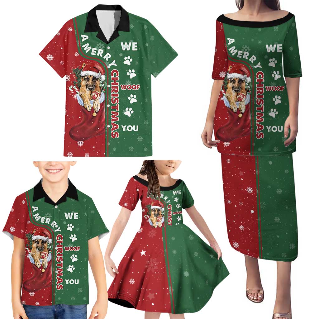 German Shepherd Merry Christmas Christmas Family Matching Puletasi and Hawaiian Shirt Xmas Holiday Patterns - Wonder Print Shop
