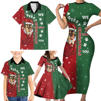 German Shepherd Merry Christmas Christmas Family Matching Short Sleeve Bodycon Dress and Hawaiian Shirt Xmas Holiday Patterns - Wonder Print Shop
