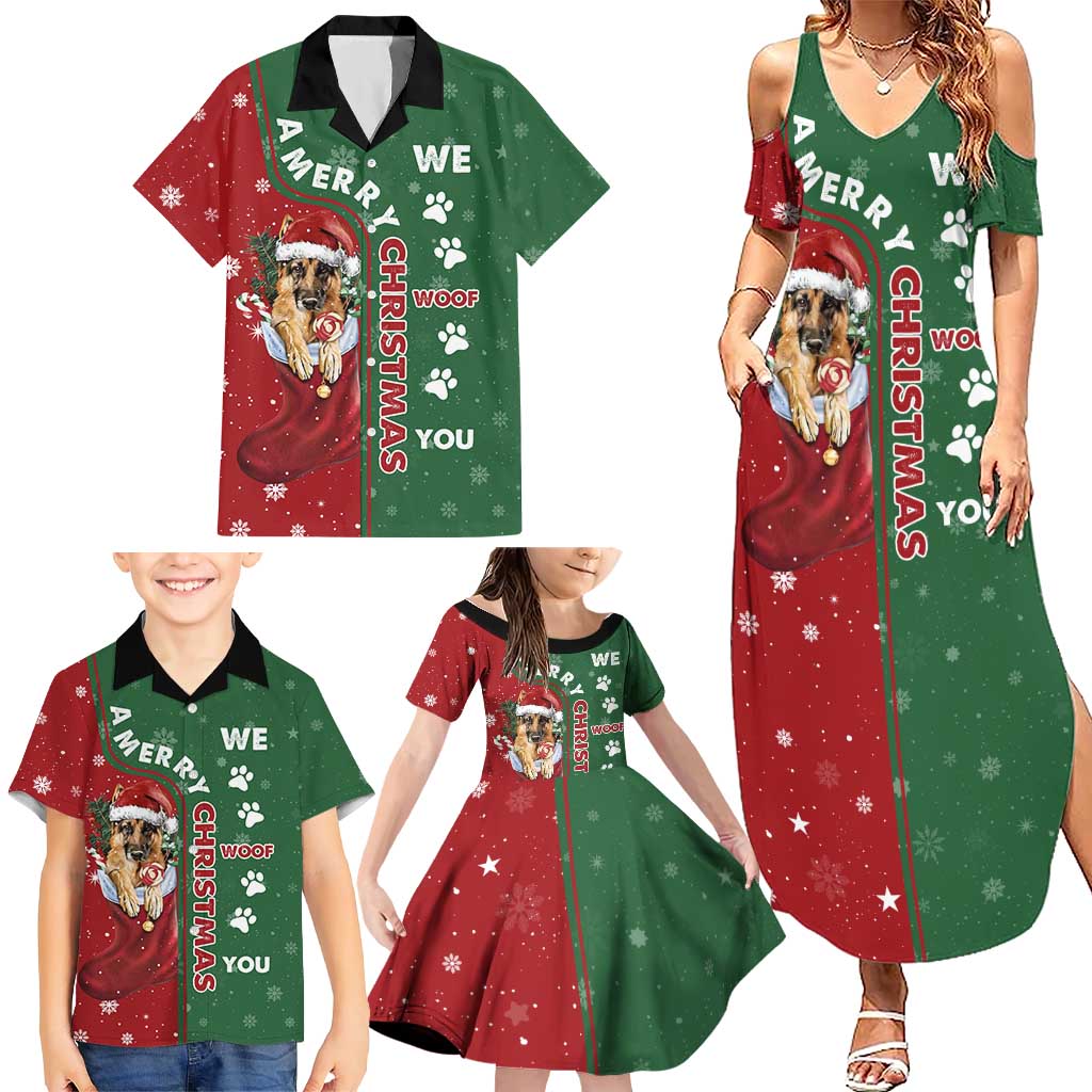 German Shepherd Merry Christmas Christmas Family Matching Summer Maxi Dress and Hawaiian Shirt Xmas Holiday Patterns - Wonder Print Shop