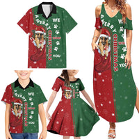 German Shepherd Merry Christmas Christmas Family Matching Summer Maxi Dress and Hawaiian Shirt Xmas Holiday Patterns - Wonder Print Shop