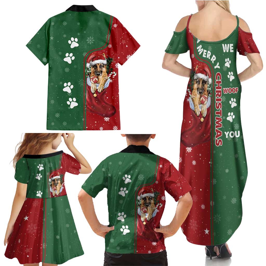 German Shepherd Merry Christmas Christmas Family Matching Summer Maxi Dress and Hawaiian Shirt Xmas Holiday Patterns - Wonder Print Shop