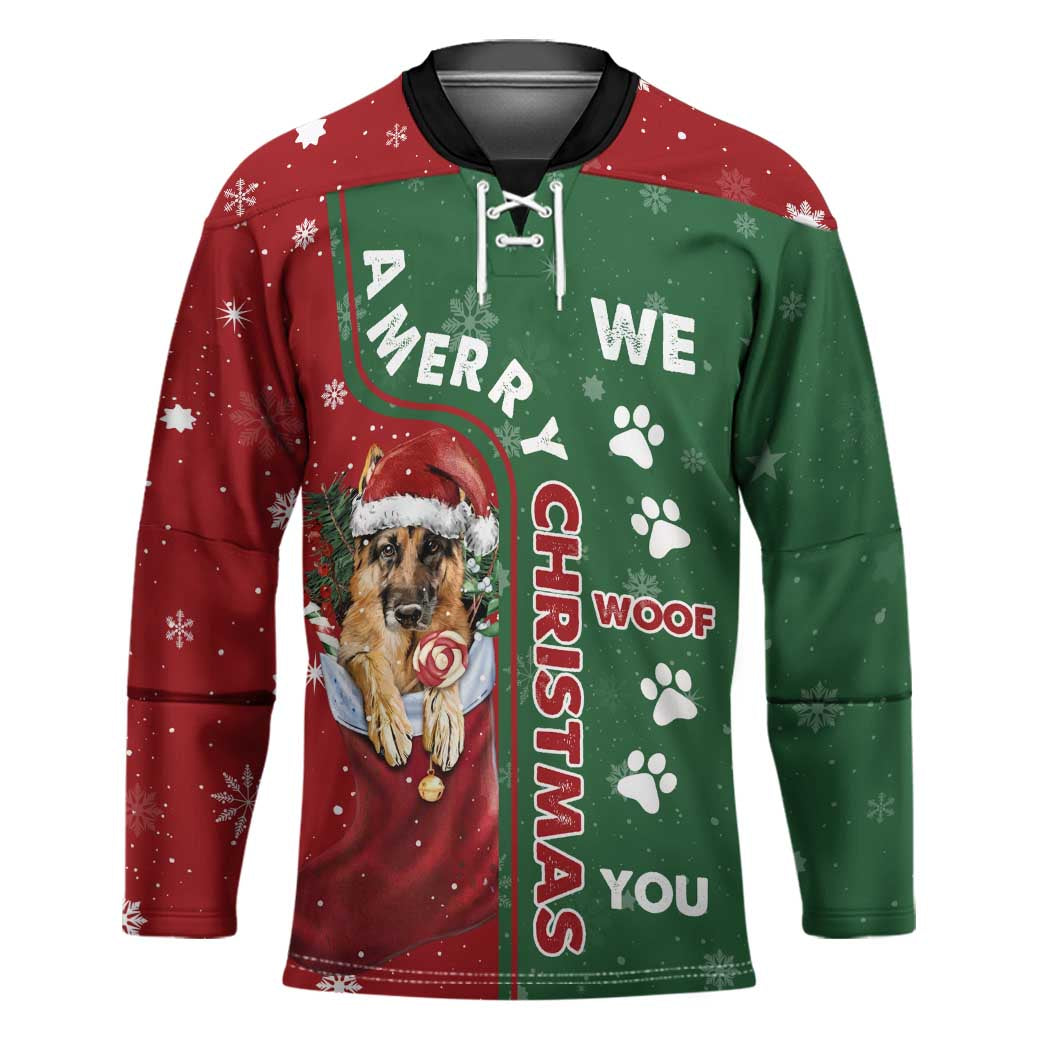 German Shepherd Merry Christmas Christmas Hockey Jersey Xmas Holiday Patterns - Wonder Print Shop