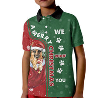 German Shepherd Merry Christmas Christmas Kid Polo Shirt Xmas Holiday Patterns - Wonder Print Shop
