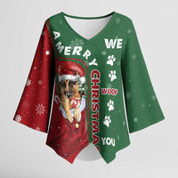 German Shepherd Merry Christmas Christmas Kimono Sleeve Blouse Xmas Holiday Patterns - Wonder Print Shop