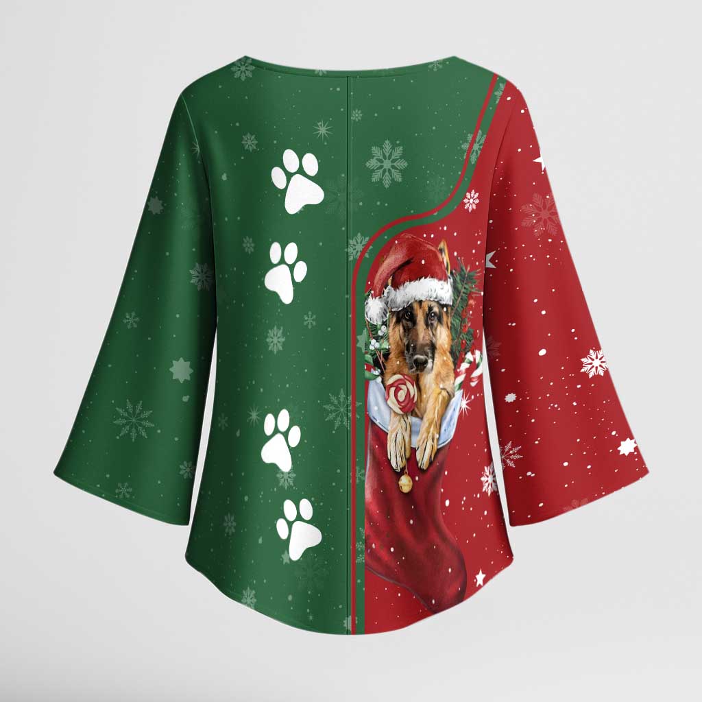 German Shepherd Merry Christmas Christmas Kimono Sleeve Blouse Xmas Holiday Patterns - Wonder Print Shop