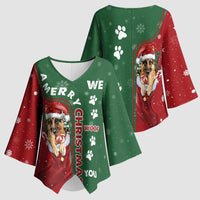 German Shepherd Merry Christmas Christmas Kimono Sleeve Blouse Xmas Holiday Patterns - Wonder Print Shop