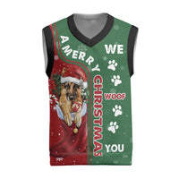 German Shepherd Merry Christmas Christmas Knitted V-Neck Vest Xmas Holiday Patterns - Wonder Print Shop