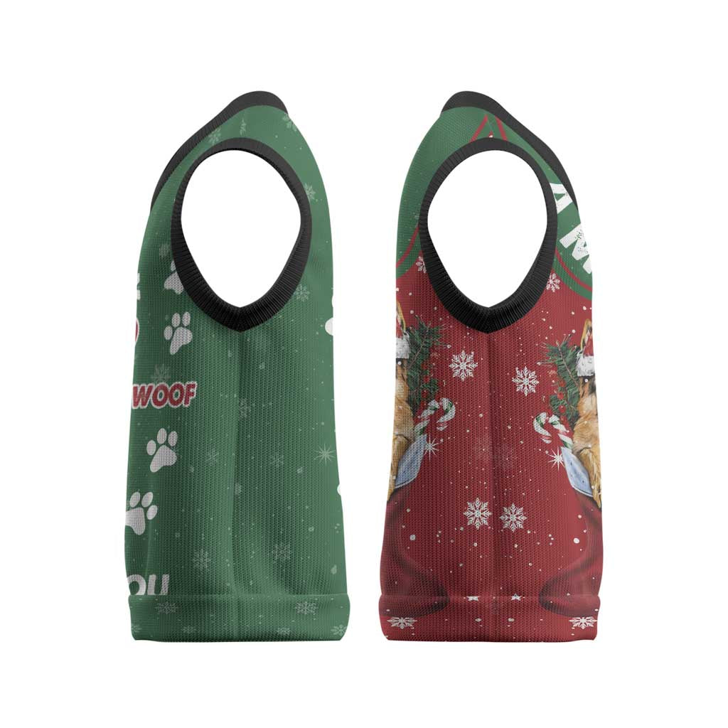 German Shepherd Merry Christmas Christmas Knitted V-Neck Vest Xmas Holiday Patterns - Wonder Print Shop